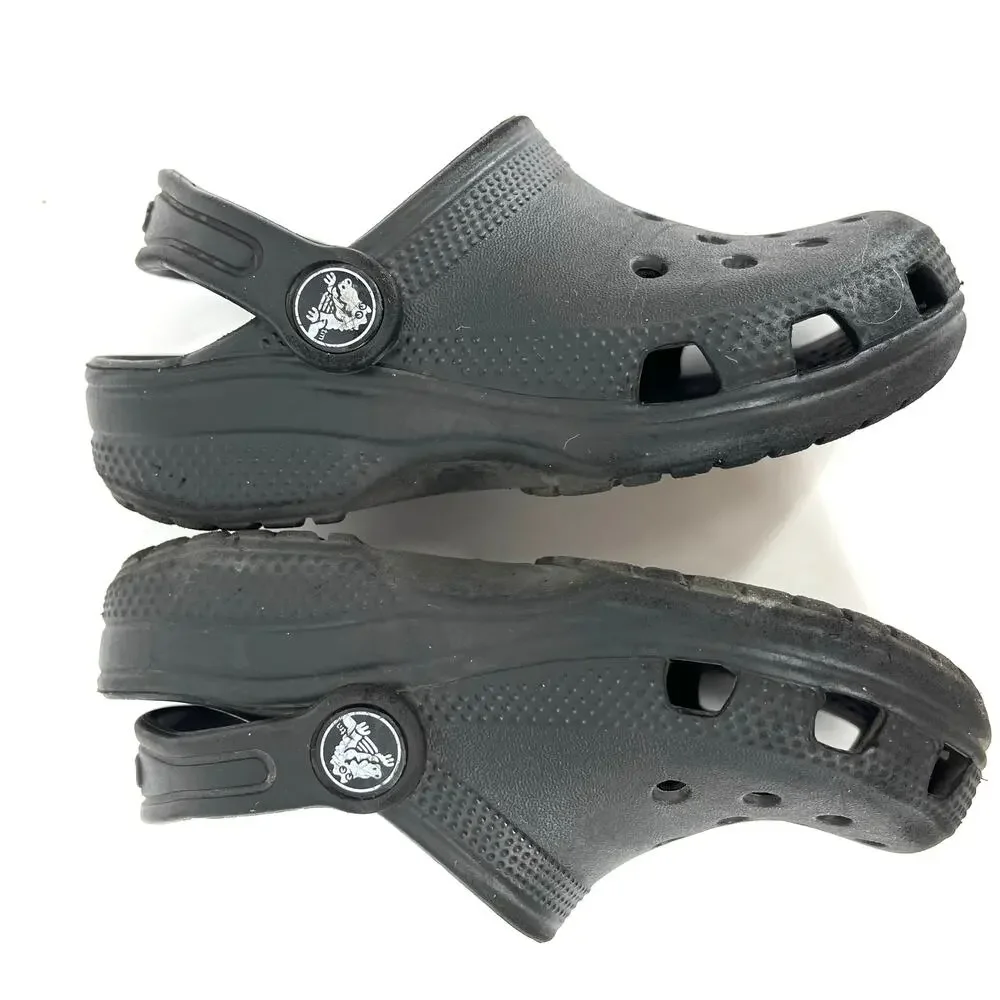 Crocs kids black rubber slip on‎ slingback clogs (9)